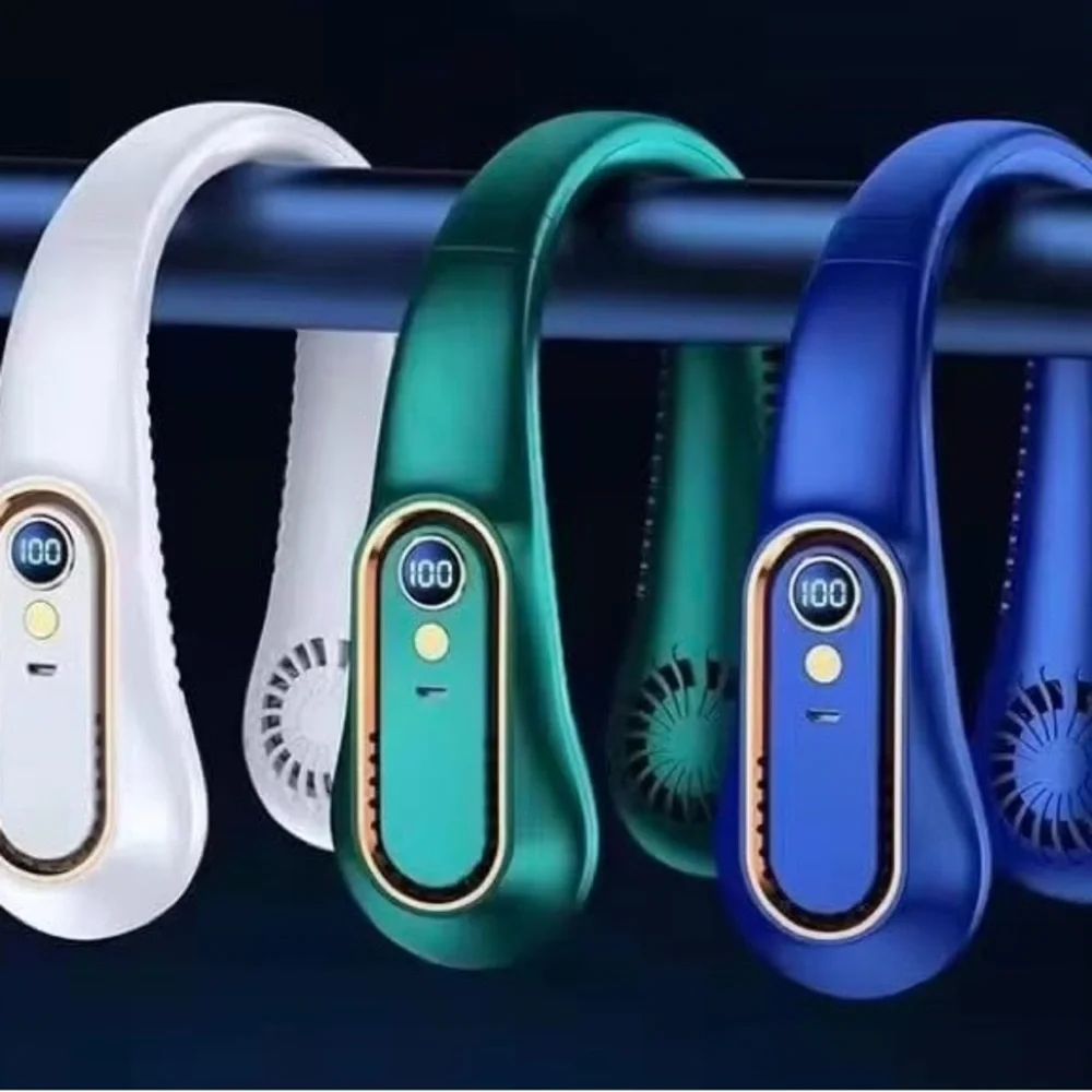 Wireless Neck Fan - Blue and White